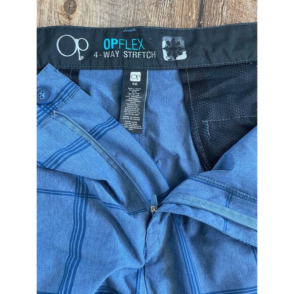 Ocean Pacific OP Flex men’s blue plaid swim board shorts 46 - Picture 4 of 5